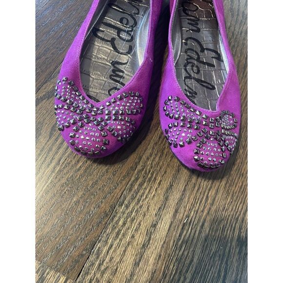 Sam Edelman Charleen Ballet Flats Shoes 6 M Studded Leather Suede‎ Fuchsia - Picture 5 of 11